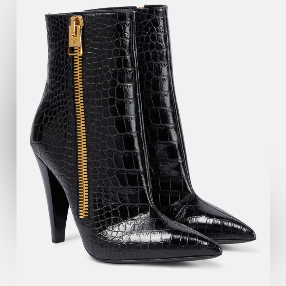 TOM FORD Croc-effect leather ankle boots IT:37.5